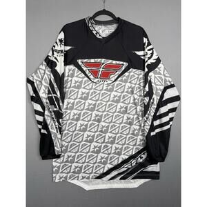 Fly Racing Motocross ATV BMX Jersey Shirt Mens Large Black White Racing Dirtbike